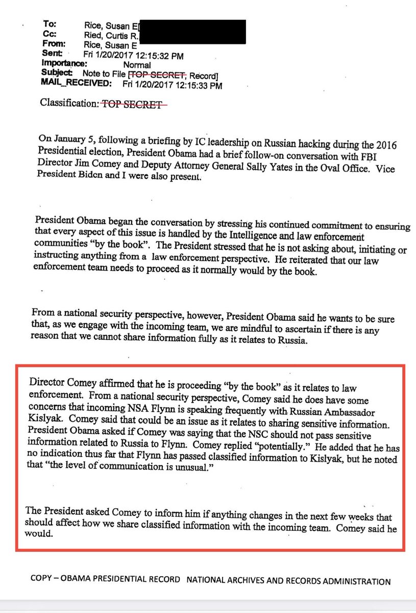 RealSLokhova's tweet image. It’s a lot worse. 

The declassified email shows that Susan Rice noted Obama and Comey agreeing to hide Russia Hoax investigation from President Trump’s National Security Advisor, General Flynn. 

Conspiracy.