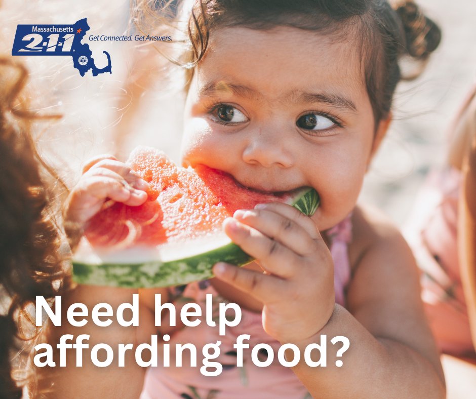 Mass_211's tweet image. Need help affording food? 🥛
Dial 211 from any phone in Massachusetts, anytime 24/7, or visit our website, mass211.org. 🔎 Click on Resources - Search Now, enter your zip code, and select Food. You can also get there at: helpsteps.com.