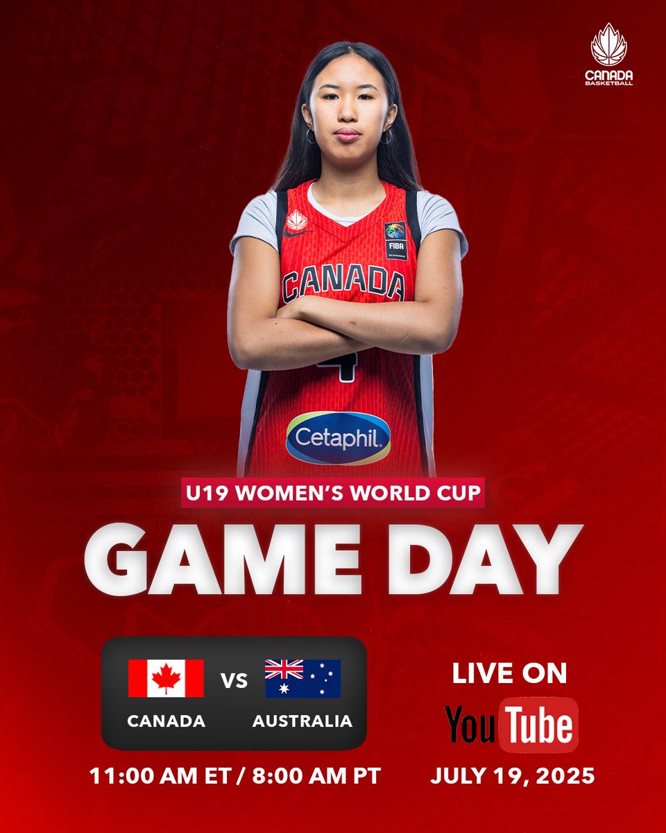 CanBball's tweet image. GAME DAY 🍁
Canada takes on Australia in the semifinals of the FIBA U19 Women’s World Cup
🆚: Australia 🇦🇺
⏰: 11am ET / 8am PT
📺: LIVE on YouTube (FIBA Channel)
📍: Brno, Czechia
#U19Women