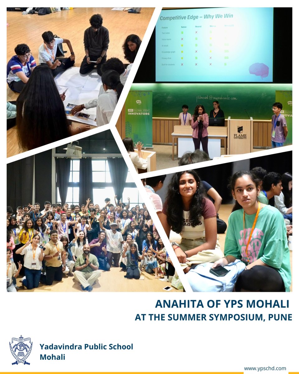 MohaliYps's tweet photo. Anahita Singh (Class X) of YPS Mohali earned a scholarship and High Commendation at LPS MUN 2025 during the Flame University Summer Symposium, Pune, 19–21 June. She excelled in sessions on AI, public speaking, and creative tasks.

#YPSMohali #SummerSymposium2025 https://t.co/XLEGe82g7m