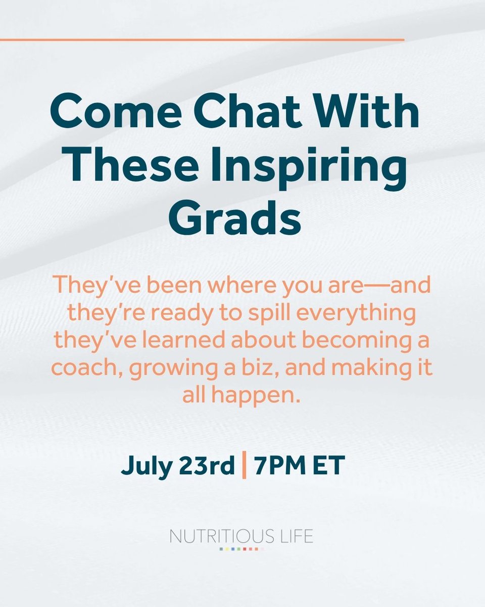 NutritiousLife_'s tweet image. ✨Meet the grads behind Ask a Grad!
🎙️ Lori Ello built her biz while working full-time
🌿 Nikki Green helps moms grow wellness from the garden up
📅 July 23 | 🕖 7PM ET | 💻 Free &amp;amp; live
Join us 👉 loom.ly/V0nrCd4
#AskAGrad #NutritionCoach