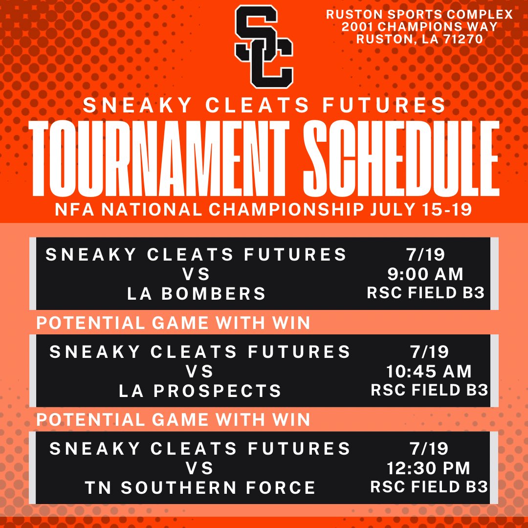 Final day of the NFA National Championship! Let’s go! 

#SneakyCleats