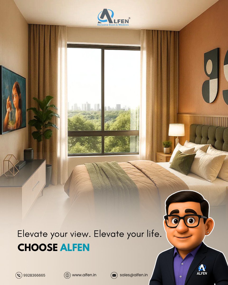 Clear views. Elevated living. That’s ALFEN.
📍 Explore more at alfen.in
📞 Call us: 9928366665
.
.
.
#alfen #aluminium #aluminiumdoorsandwindows #Aluminiumwindows 
[Alfen, Aluminium Windows, aluminium doors, Railings, Pergolas, Retractable Roofs]