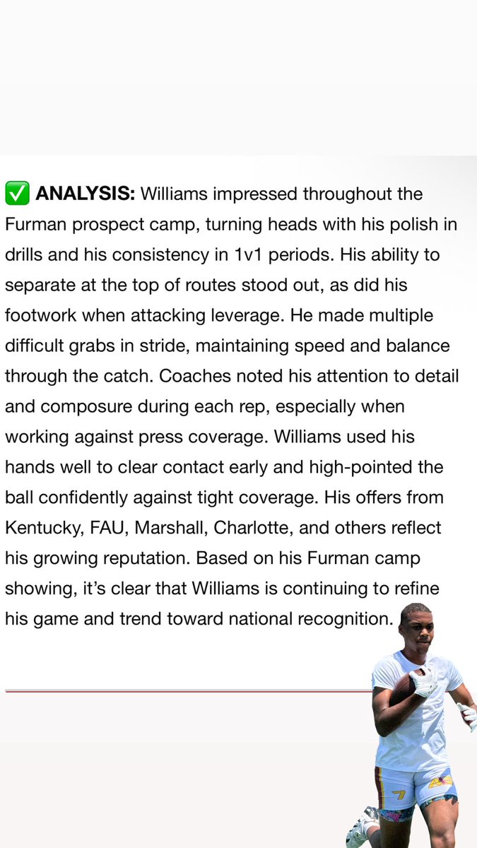 cobejwilliams's tweet image. Thank you to @sixstarfootball for this write up from my performance at @PaladinFootball camp …
Staying Consistent..
Being Competitive…
Always Committed…
C7!
@Bronco_Ftball @Bronco_Recruits @CoachRaw_ @CoachLeeIV @NighbertChad @LanceFendley @CoachBills2131…