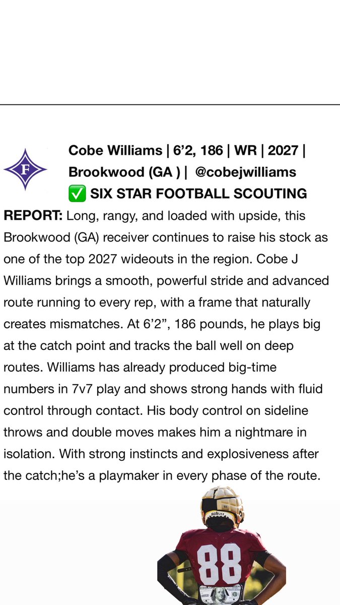cobejwilliams's tweet image. Thank you to @sixstarfootball for this write up from my performance at @PaladinFootball camp …
Staying Consistent..
Being Competitive…
Always Committed…
C7!
@Bronco_Ftball @Bronco_Recruits @CoachRaw_ @CoachLeeIV @NighbertChad @LanceFendley @CoachBills2131…