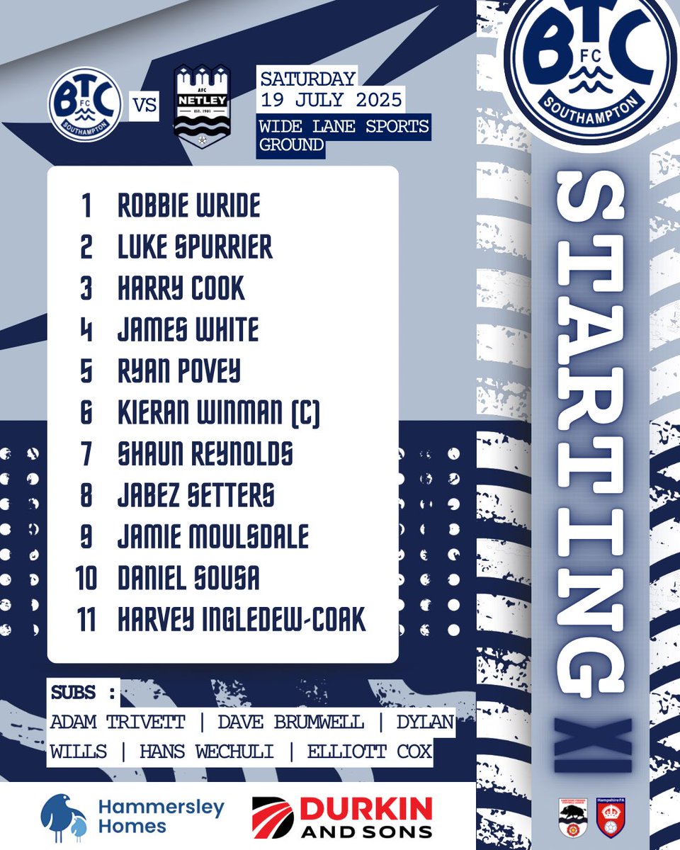 BTC Southampton FC (@btcsotonfc) on Twitter photo ๐ STARTING XI ๐
Hereโs how BTC line up this afternoon against <a href="/AFCNetley/">AFC Netley</a> Devs in our third pre-season test of the summer. ๐ STARTING XI ๐
Hereโs how BTC line up this afternoon against <a href="/AFCNetley/">AFC Netley</a> Devs in our third pre-season test of the summer.