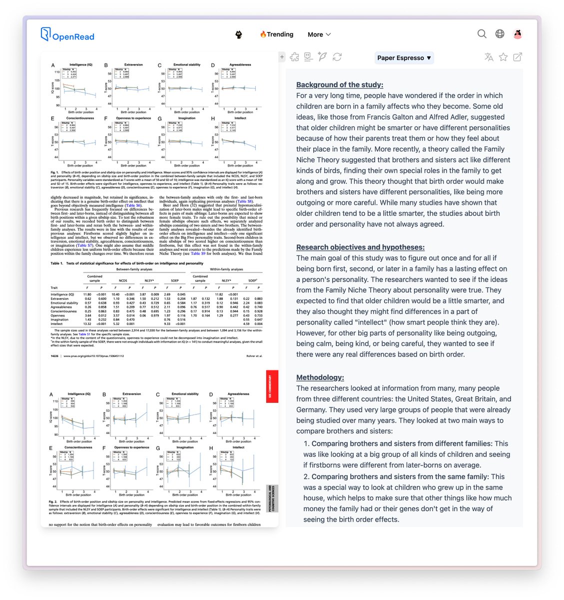 BensenHsu's tweet image. Breakdown of the paper behind it:
Title: Examining the effects of birth order on personality
The study found some clear things:
1. Intelligence: Yes, older children (firstborns) were a little bit smarter on average, just like other studies have shown. This difference was…