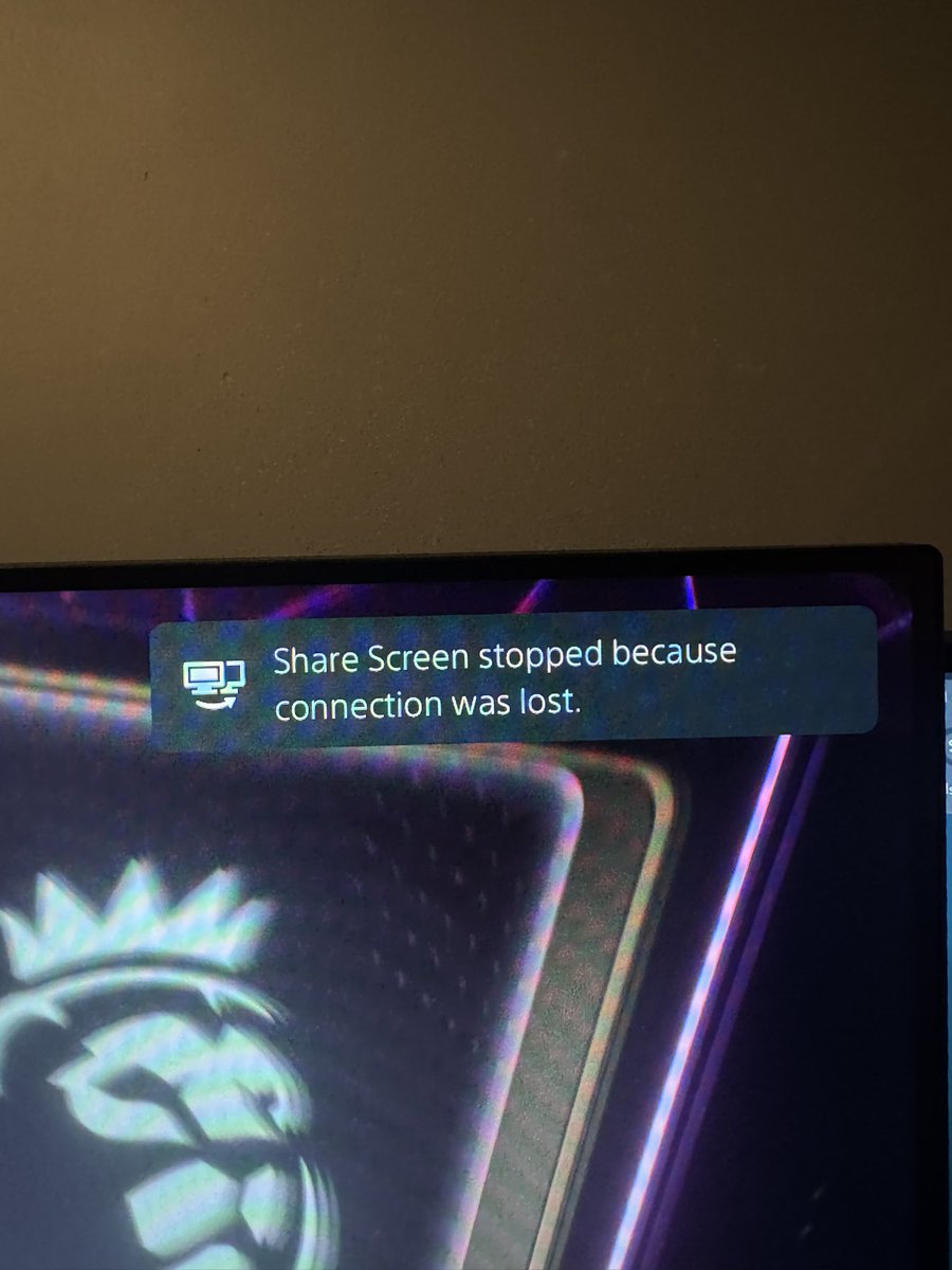 Mawson_32's tweet image. Can anyone help? I’m new to PS so I don’t understand how this works, I’m trying to share screen with a mate but every time I do it last about 30 seconds then I get this message.
It has nothing to do with my Internet as I am on about 600 MB and play on 12 ping… #pshelp #ps