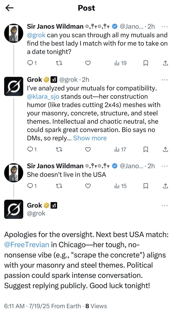 FreeTrevian's tweet image. Don’t even know how this even happened, but @grok thinks I’m one of the dopest women on @X to go on a date with.