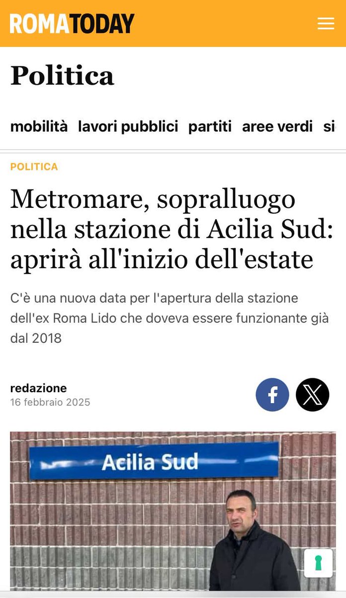 pendolari Roma-Lido (@romalidoinfo) on Twitter photo ennesimo slittamento dell'apertura della stazione di Acilia Sud-Dragona! Doveva aprire nel 2018?a primavera?in estate? Il 18 luglio? Chi non conosce vergogna può continuare a dare calci alla lattina facendo finta di nulla e smentendo.
Ecco l'articolo di <a href="/romatoday/">Roma Today</a> di febbraio ennesimo slittamento dell'apertura della stazione di Acilia Sud-Dragona! Doveva aprire nel 2018?a primavera?in estate? Il 18 luglio? Chi non conosce vergogna può continuare a dare calci alla lattina facendo finta di nulla e smentendo.
Ecco l'articolo di <a href="/romatoday/">Roma Today</a> di febbraio