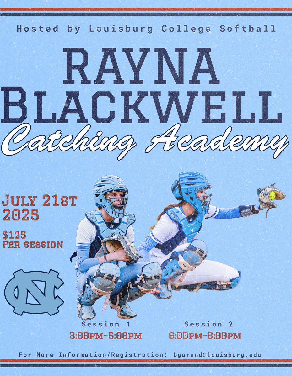 Come spend the afternoon with Rayna Blackwell at our Catching Academy! Registration can be done through email!