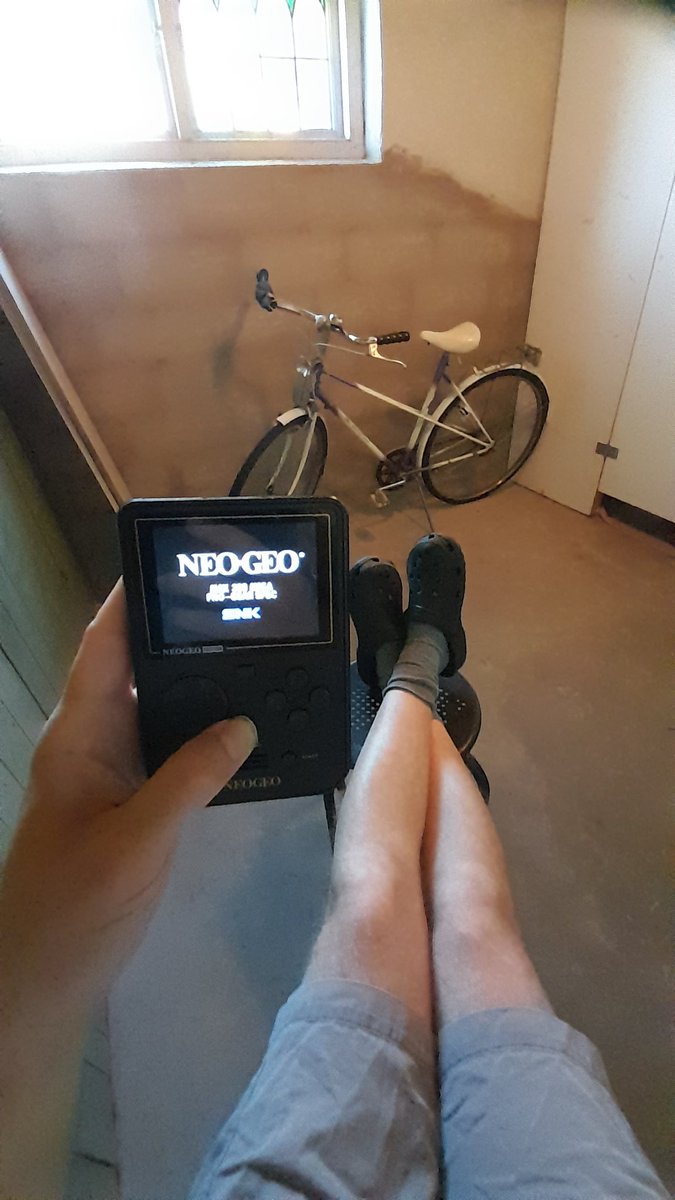 It's so friggin' #Hot in my #apartment that I can't stand it anymore! And it's #TooHot to go #outside, so I went down to #TheBasement, where it's pretty decent. So I'm gonna sit here and play on my #NeoGeoSuperPocket for a while!
What are you doing to #CoolOff during a #HeatWave?