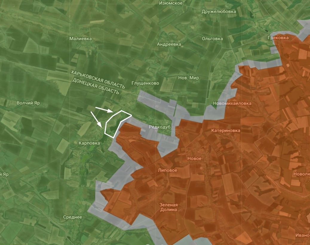 FreudGreyskull's tweet image. The AFU advanced northeast of Karpivka, Lyman direction