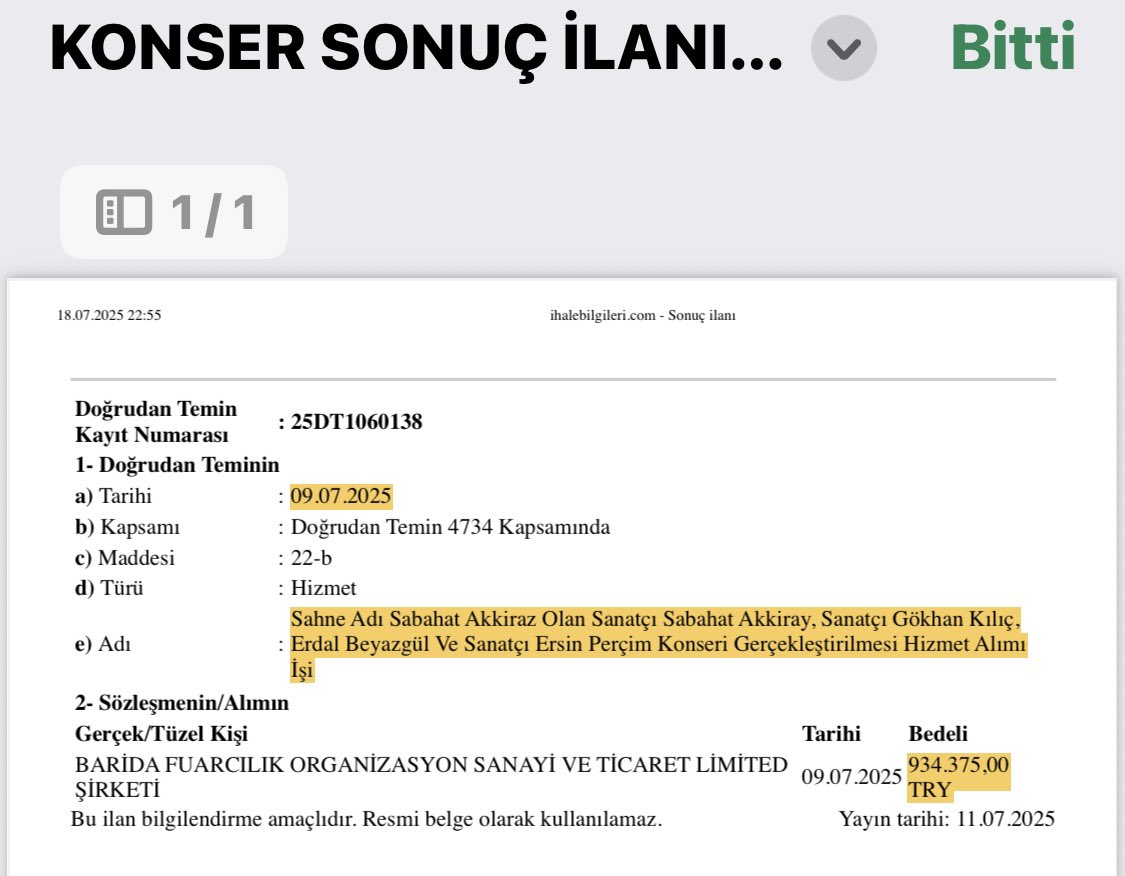 06melihgokcek's tweet photo. MANSUR YAVAŞ YENI KONSERLER VERDIRDI… YENI KONSERLERI VE SESLENDIRMEYE VERDIĞI PARALAR DAHA ÖNCEKI KONSERLERLE MUKAYESE EDILDIĞINDE MANSUR YAVAŞ‘IN SKANDALI ÇOK AÇIK ORTAYA ÇIKTI…

KONSERLERE 94 MILYONA KADAR PARA VEREN MANSUR YAVAŞ‘IN ASLINDA BU KONSERLERE 2 MILYONDAN FAZLA PARA VERMEYECEĞI YENI YAPTIĞI IHALEDE BELLI OLDU…

MANSUR YAVAŞ YENİ KONSER İHALESİ YAPTI…

KONSERE SABAHAT AKKİRAZ, GÖKHAN KILIÇ, ERDAL BEYAZGÜL VE ERSİN PERÇİM’İ DAVET ETTİ.

ŞİMDİ VERECEĞİM RAKAMA ŞOKE OLACAKSINIZ.

DÖRT SANATKARIN TOPLAM KAŞE MİKTARI (yani ücreti)
934.375.-TL…🔻

SAHNE PARASI 785.000 TL…
BUNLARIN İÇİNDE NELER VAR?;
1Sahne adi Sabahat Akkiraz olan sanatçi Sabahat Akkiray ile kisi birlikte bir kisinin uçak ile ulasimi
2Sahne adi Sabahat Akkiraz olan sanatçi Sabahat Akkiray ile birlikte bir kisinin sehir içi transferi için binek araç
3 Orkestra ve malzemelerinin transferi (1 VIP)
4 Konaklama
Sanatçi Gökhan Kilç, Sanatçi Erdal Beyazgül ve Sanatçi
Orkestra ve malzemelerinin transferi (1 VIP)
5Ersin Perçim'in Ankara içi transferi
6Teknik
7Sanatçi ve orkestrasi için kulis rider
8Sanatçi ve orkestrasinin bir ögün yemekleri
9Çiçek
10Karavan Kulis
11Karavan WC
12Branda Afis
13Billboard Afis 
14Radyo Reklam
15Yaka Karti

TOPLAM KONSER MALİYETİ 785.000+934.375=1.719.375 TL

OSMAN GÖKÇEK TELEVIZYONLARDA KAÇ KEZ KONSER MALIYETLERININ 2 MILYON TL’YI GEÇMEYECEĞINI SÖYLEDI. MANSUR YAVAŞ SON YAPTIĞI IHALEYLE OSMAN’IN IDDIALARINI KENDI ISPATLADI.

MANSUR PARALAR NEREDE? VURGUNU KIM YAPTI? PARALARI KIM CEBINE ATTI? SEÇIM MASRAFLARI BURADAN MI ÇIKTI?

BURADAN SAVCILIĞA VE MÜLKIYE MÜFETTIŞLERI‘NE BU BELGELERI ATIYORUM. MANSUR SON YAPTIĞI KONSER IHALESIYLE KONSERLERIN GERÇEK FIYATINI KENDI ITIRAF ETMIŞTIR. LÜTFEN MANSUR‘DAN BUNUN HESABINI SORUN.