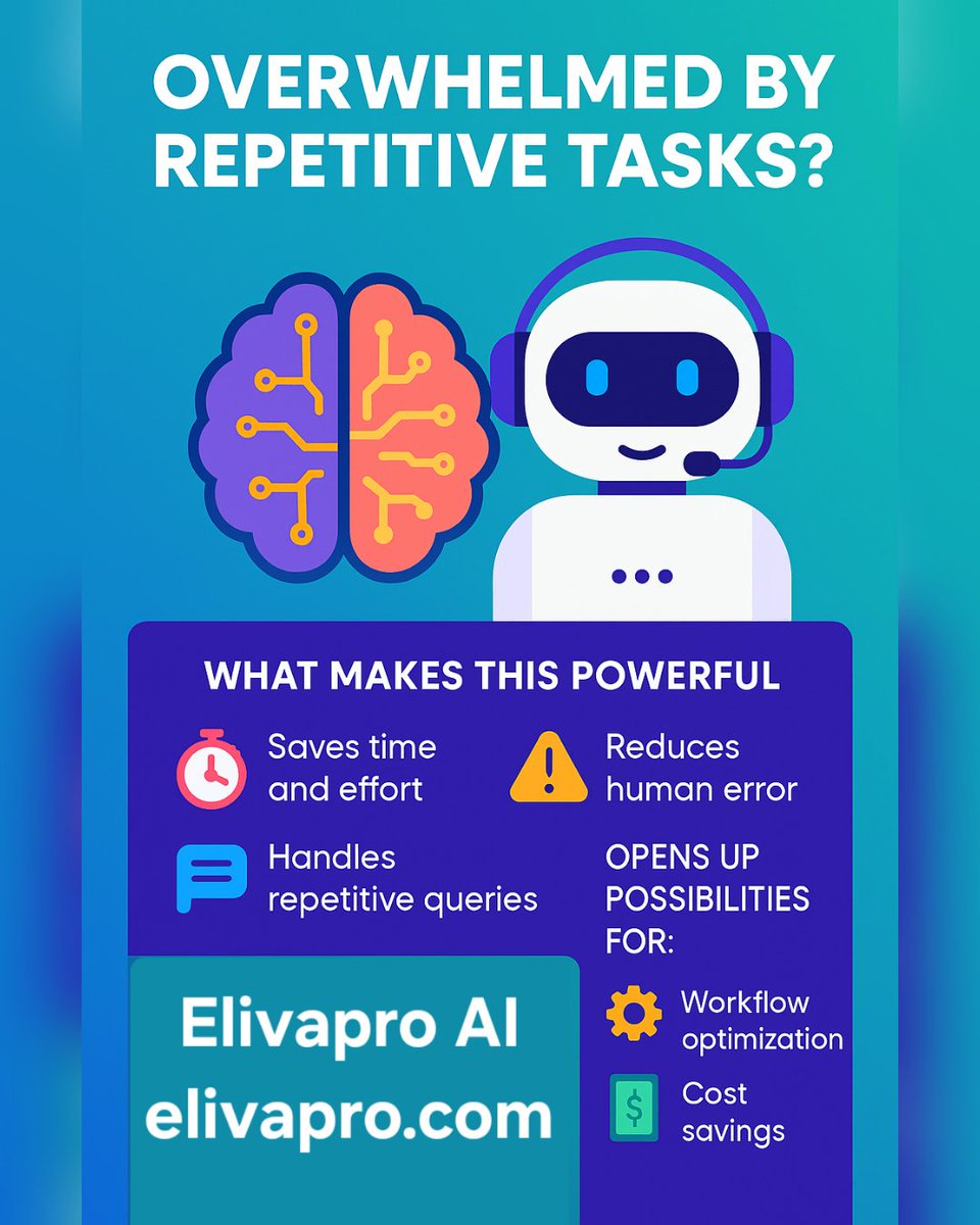 elivapro's tweet photo. Ever feel like you're drowning in repetitive tasks? You're not alone. Automation is key, but jumping straight to complex AI systems can be overwhelming and costly.

Instead, focus on identifying small, high-impact opportunities. Think automating email responses, 1/4 https://t.co/tG9RVYhbLl