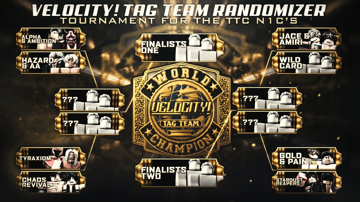 🚨 // TT RANDOMIZER BRACKET:
---
With SIXTEEN superstars all in a team of their own, here's the official bracket of the teams that WILL be competing in the tournament!
---
Which team will surge through all the way to the finals to challenge for the Tag Team Championships?