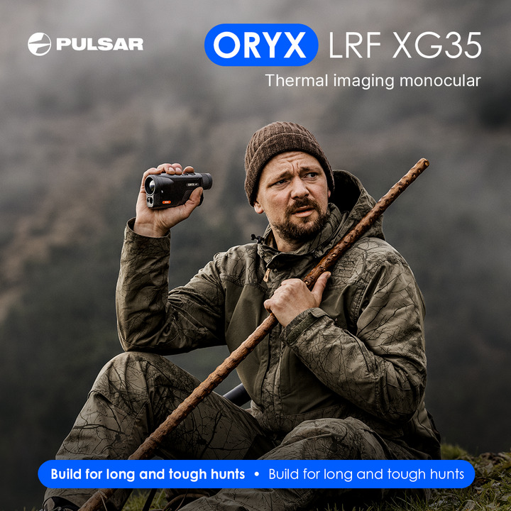 Built for long hunts and tough terrain, the Pulsar Oryx LRF XG35 offers one-handed control, a laser rangefinder up to 1500 m, 12 h battery life, and digital stabilization — all in a rugged, compact build that’s ready for anything. 🔵 #pulsarvision