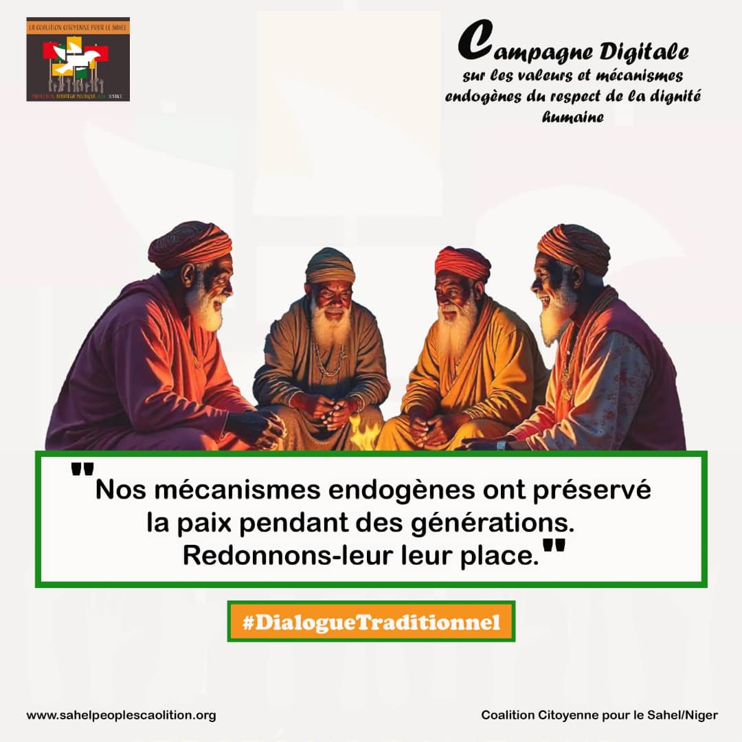 "Nos mécanismes endogènes ont préservé la paix pendant des générations. Redonnons-leur leur place."
#DialogueTraditionnel