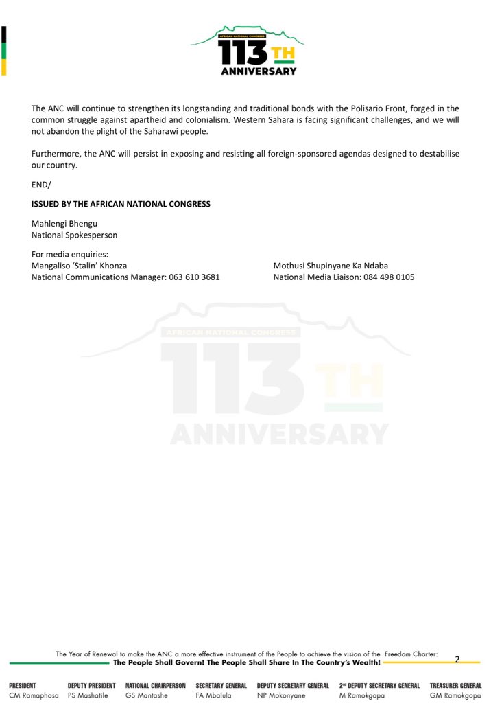 THE ANC CONDEMNS THE UNWARRANTED USE OF THE SOUTH AFRICAN FLAG IN FOREIGN POLITICAL ENGAGEMENTS THAT UNDERMINE NATIONAL SOVEREIGNTY