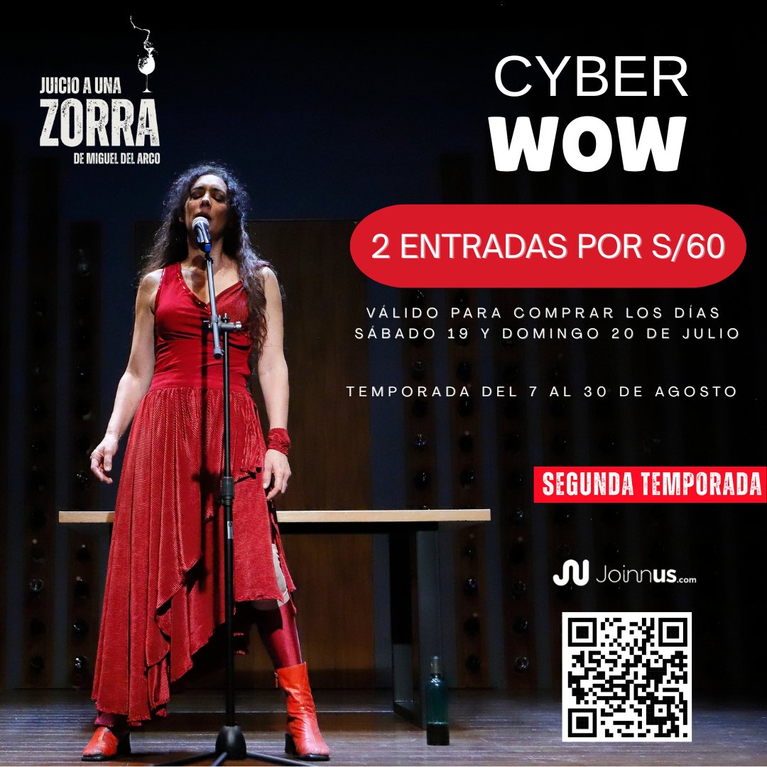 TeatrodeLucia's tweet image. Porque no queremos que en esta ocasión te la pierdas #cyberwow #juicioaunazorra 2x60 en @joinnus 1 x 40 precio preventa.
Del 7 al 30 de agosto #teatrodelucia 
@cecicaber @miguellinux @sandrabernascon