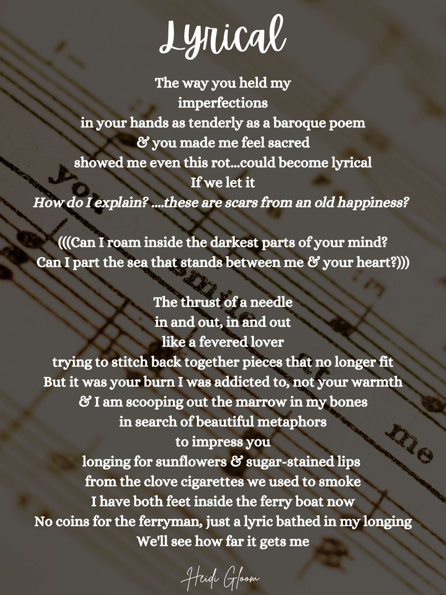 HMNolanbooks's tweet image. I've missed several of the #BornBattleReady prompts. But here I go. #poetry #poetrycommunity #prose #freeverese
The way you held my
imperfections
in your hands as tenderly as a baroque poem
& you made me feel sacred
showed me even this rot...could become #lyrical