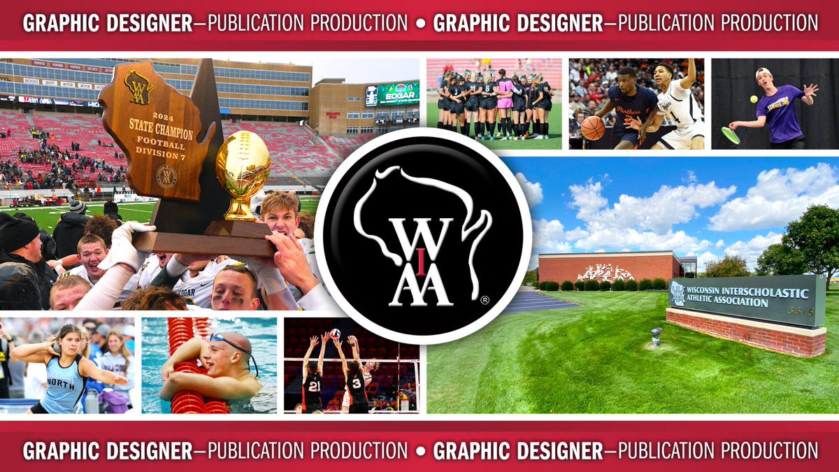 🚨 We're Hiring! 🚨

Join our team to support education-based athletics in Wisconsin! 

We're seeking a passionate, detail-oriented Graphic Designer to manage publication design and production, aligned with the WIAA's mission to advance education-based athletics.

If you're a