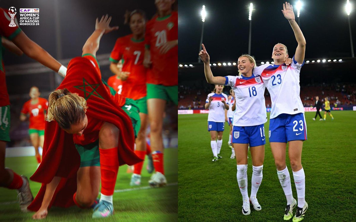 Morocco in UK (@moroccoinuk) on Twitter photo Cheering loud for our Atlas Lionesses 🇲🇦 and the Lionesses 🇬🇧 as they head into their respective semi-final games in the #TotalEnergiesWAFCON2024 and #WEURO2025!
<a href="/CAFwomen/">CAF Women’s Football</a>
<a href="/WEURO2025/">UEFA Women's EURO 2025</a> Cheering loud for our Atlas Lionesses 🇲🇦 and the Lionesses 🇬🇧 as they head into their respective semi-final games in the #TotalEnergiesWAFCON2024 and #WEURO2025!
<a href="/CAFwomen/">CAF Women’s Football</a>
<a href="/WEURO2025/">UEFA Women's EURO 2025</a>