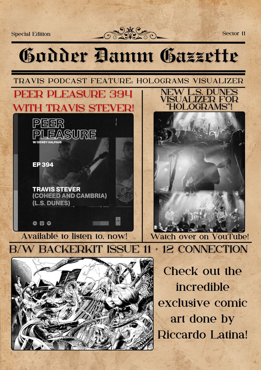 Godder Damm Gazzette (@gdgazzette) on Twitter photo Check out Peer Pleasure Podcast Ep. 394 — with Travis Stever: peerpleasurepod.lnk.to/listen
Watch a new visualizer for the <a href="/lsdunes/">L.S. Dunes</a> track, Holograms: youtu.be/4MF44qv0AmM
Peep the b/w version of the connected Backerkit covers for issues 11 + 12 of NWFT by <a href="/LatinaRiccardo/">Riccardo Latina</a>! Check out Peer Pleasure Podcast Ep. 394 — with Travis Stever: peerpleasurepod.lnk.to/listen
Watch a new visualizer for the <a href="/lsdunes/">L.S. Dunes</a> track, Holograms: youtu.be/4MF44qv0AmM
Peep the b/w version of the connected Backerkit covers for issues 11 + 12 of NWFT by <a href="/LatinaRiccardo/">Riccardo Latina</a>!