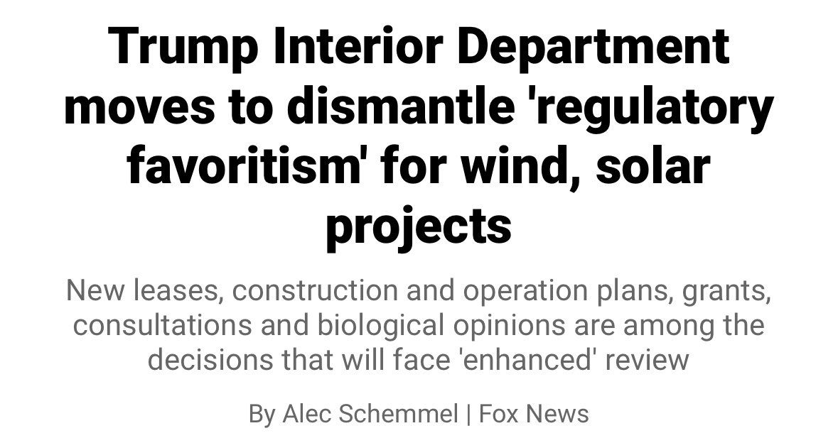 interiorpress47's tweet image. The baseless advantage given to unreliable, intermittent, and costly renewable energy projects under the Green New Scam is OVER!