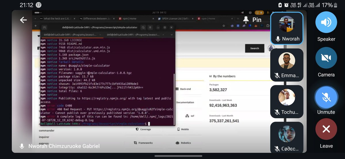 the_chibuikem's tweet photo. Grand Finale of BTC Unizik @Uniziktechclub JavaScript bootcamp 🎉🎊

I learnt how to deploy my applications on NPM so as to allow other developers join the fun 👾🔥. 

All thanks to our tutor @NworahGabriel

And our sponsors @Cheric_Leo, @NworahGabriel ❤️🙌 https://t.co/N7GfsDyszJ