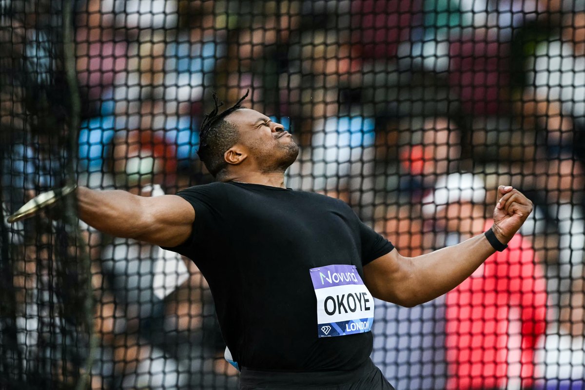 Lawrence Okoye finishes third in the discus with a strong throw of 67.24m 💪

#LondonDL #DiamondLeague <a href="/_Novuna/">Novuna</a>