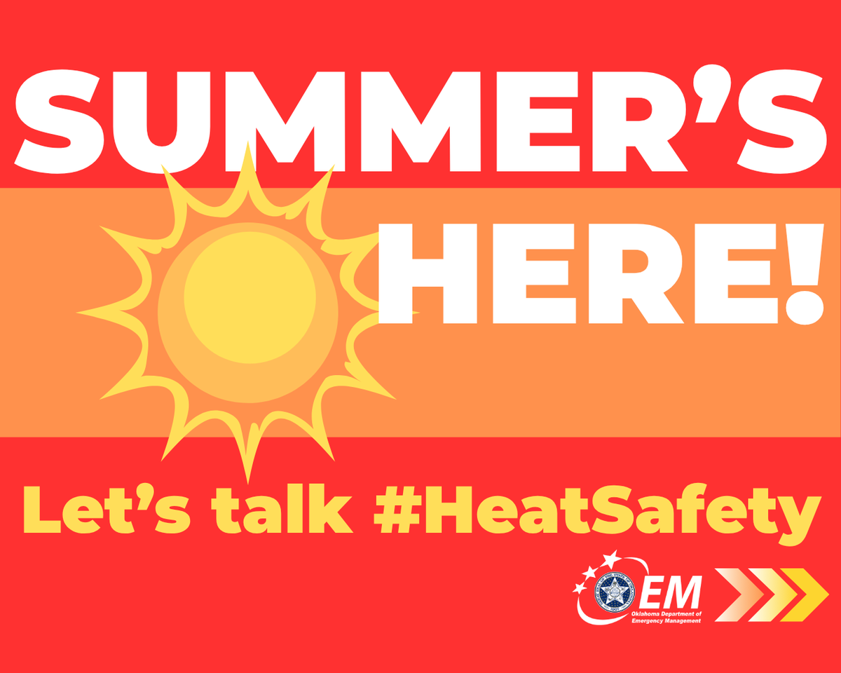 okem's tweet image. Summer is DEFINITELY here 🥵 Protect yourself from heat-related illness this weekend by knowing who's at risk, knowing when to quit, and taking simple steps to stay safe!
#HeatSafety #ReadyOK