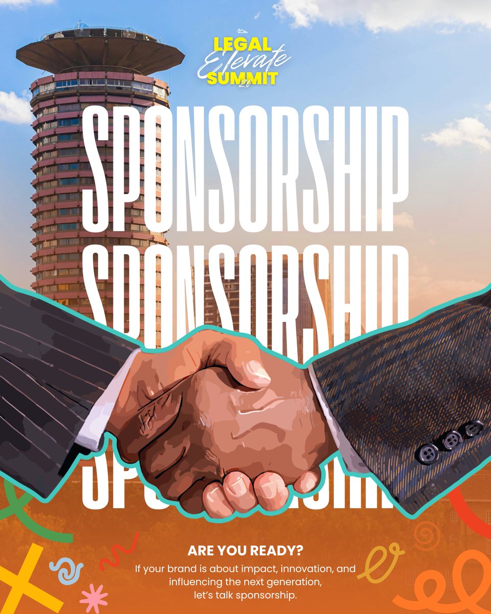 Are you a law firm, individual, or corporate looking to make real impact?

Sponsor #LegalElevate2025 where Kenya’s legal future takes centre stage. 🎯🧵

🌍 law students, young lawyers, entrepreneurs &amp; creatives
🎤 2 days of panels, fireside chats, and legal-nerdy magic

#les25
