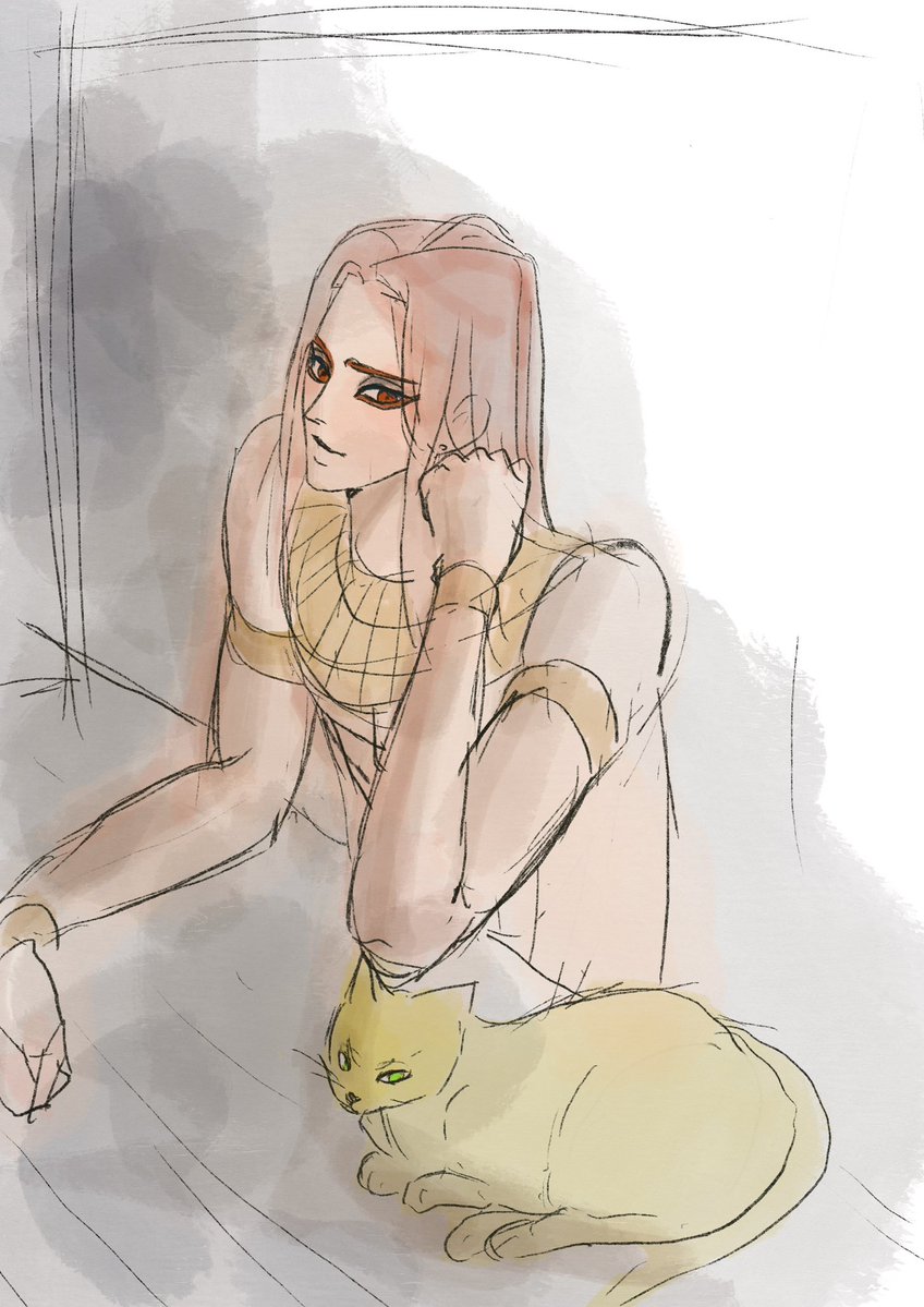 onigirimaru118's tweet image. ennead Seth with a cat.