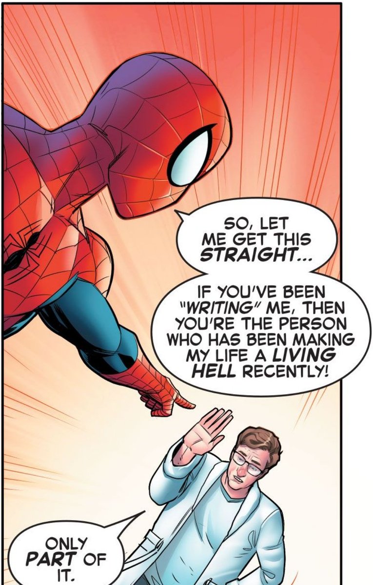 Haley_3019Rein's tweet image. Okay I change my mind, Astonishing Spider-Man this comic is funny and hilarious and answer my question what happened if Spider-Man know his creator or well his writer?
Thanks Scott Aukerman, I cant't wait for the next issue and see what happens