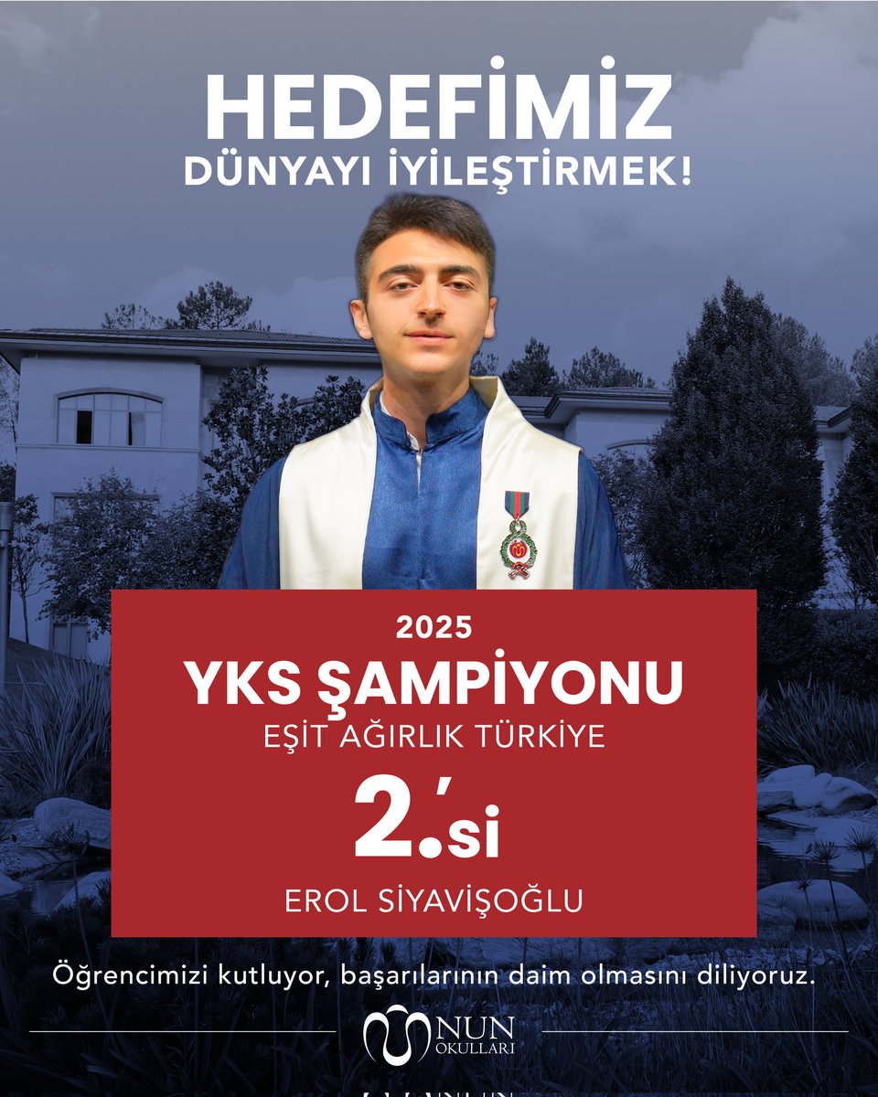 Öğrencimiz Erol Siyavişoğlu YKS 2025’te eşit ağırlık alanında Türkiye 2.’si olarak bizleri gururlandırdı! Akademik başarının ötesinde; lise hayatı boyunca sergilediği örnek duruşu, sorumluluk bilinci, arkadaşlarına ve okul kültürüne kattığı değerlerle daima gurur kaynağımız oldu.