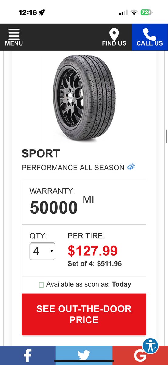 DaFeldster's tweet image. They are telling me I need to get all 4 tires done. Since AWD better to have same tires. Tread was bad and that’s why it popped