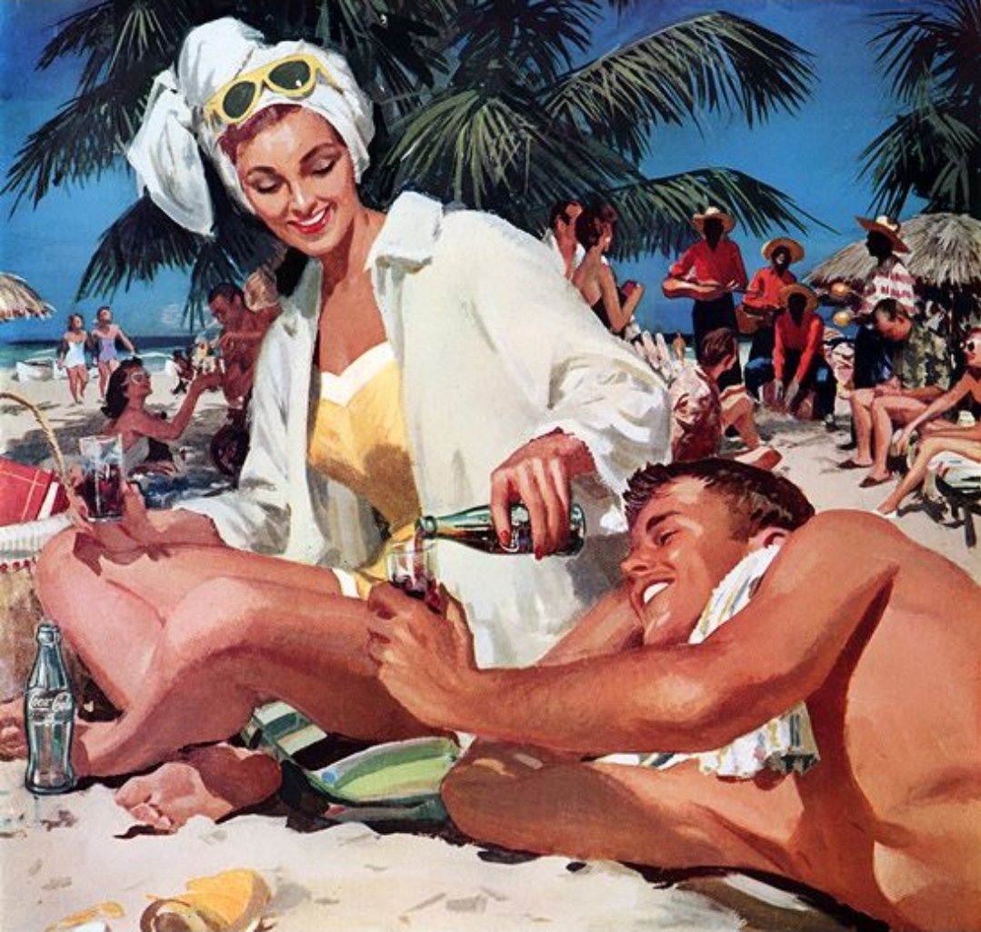 vintageillustra's tweet image. "Sign of Good Taste ... Everywhere" Coca-Cola Ad (1958)
