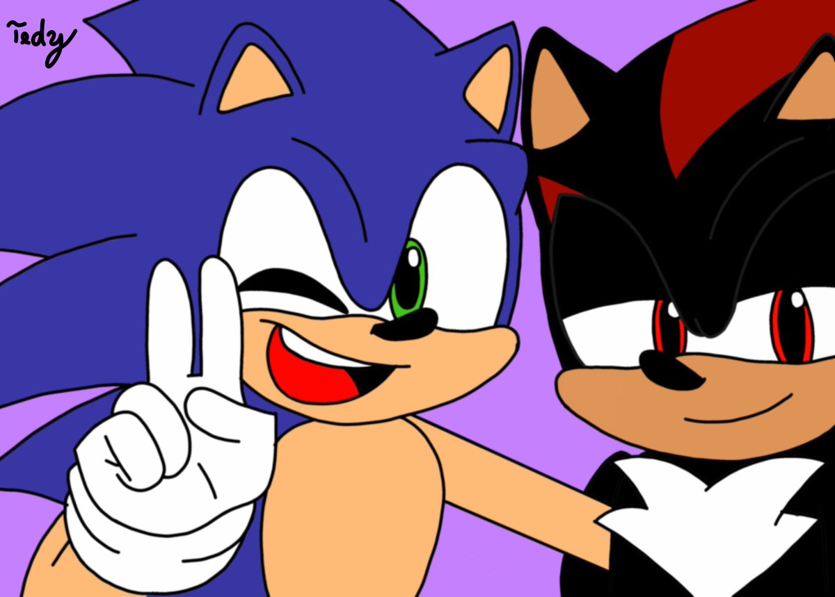 Tedy_Arts's tweet image. Sonic y Shadow les desea un feliz día lleno de felicidad #Shadonic #sonadow