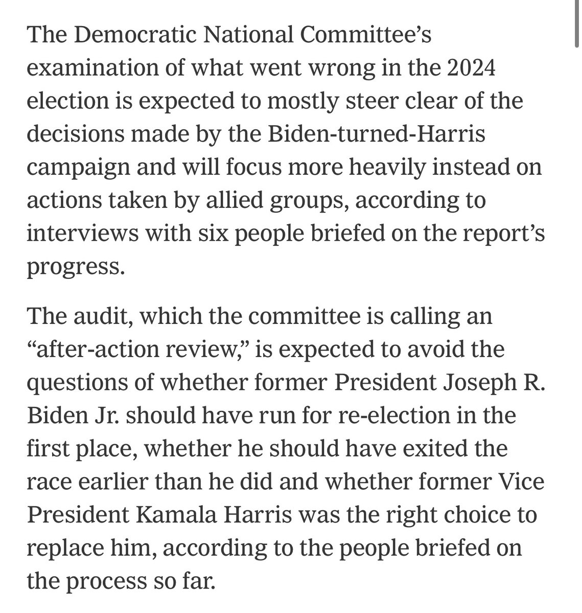 AJentleson's tweet image. What a joke. This isn’t an autopsy, it’s a fig leaf on the status quo. The overriding goal here is not to seek answers, it’s to avoid making anyone mad - a clear sign of a fundamentally cooked organization.
