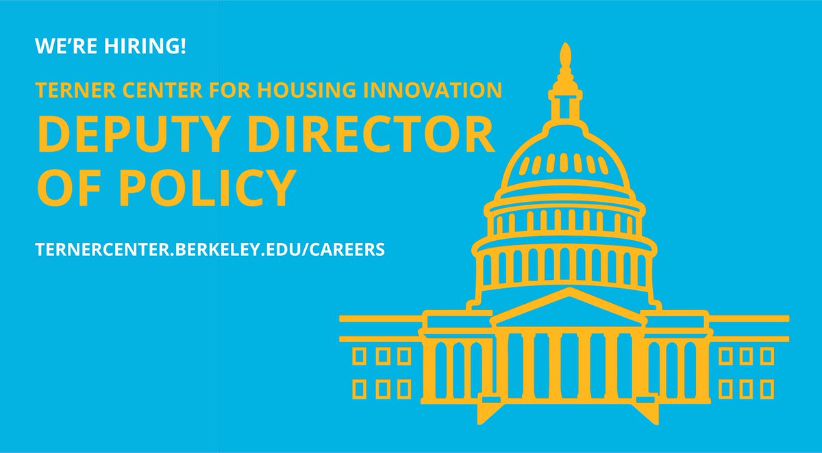TernerHousing's tweet image. Do you know someone with federal policy experience? We are seeking a Deputy Director of Policy  to ensure our research informs and shapes relevant legislation, write short-form pieces, build relationships, and manage our policy work. ternercenter.berkeley.edu/careers/