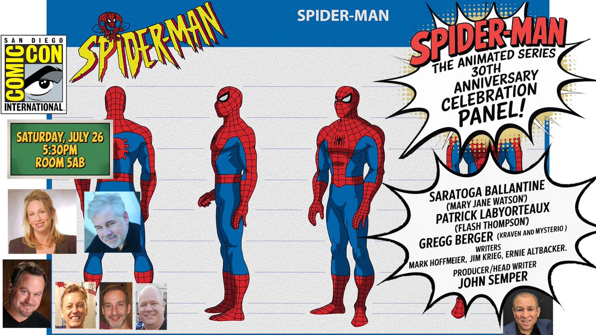johnsemper's tweet image. For the few folks who were outraged 🤬 that I used an AI pic for my previous SDCC panel announcement, here's one for you with the original model sheet for Spider-Man. And relax. If you keep getting so agitated about trivial stuff, you'll never live to be as ancient as me. 😁