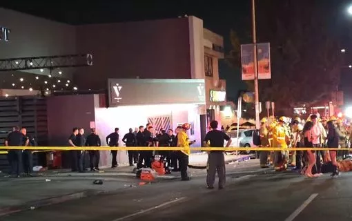 SumitHansd's tweet image. A car plowed into a crowd near Santa Monica Blvd and Vermont in East Hollywood, injuring over 20 people.