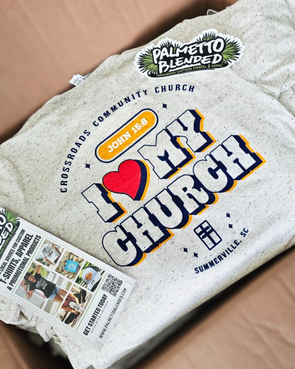 🔥 Freshly printed and fueled by faith — these custom tees for Crossroads Community Church are everything we love about community and purpose. Big thanks to the Crossroads crew in Summerville for partnering with us!

#PalmettoBlended #CustomApparel #ChurchMerch #SummervilleSC