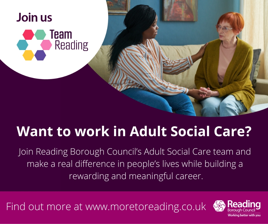 ReadingCouncil's tweet image. 🏅 Discover a career where you can make a difference - join the Adult Social Care team. 
♥️ From supporting individuals to empowering communities, you’ll find rewarding opportunities to grow and thrive. 
💻 Visit rdguk.info/mNXPz to learn more and take the first step.