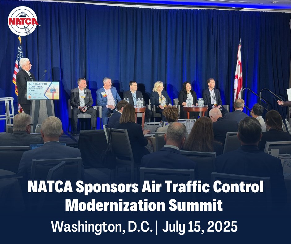 NATCA, in coalition with our Union’s partner organizations in the Modern Skies Coalition, sponsored the Air Traffic Control Modernization Summit in Washington, D.C. on July 15, 2025 bringing together leaders from across the aviation landscape. natca.org/2025/07/19/nat…