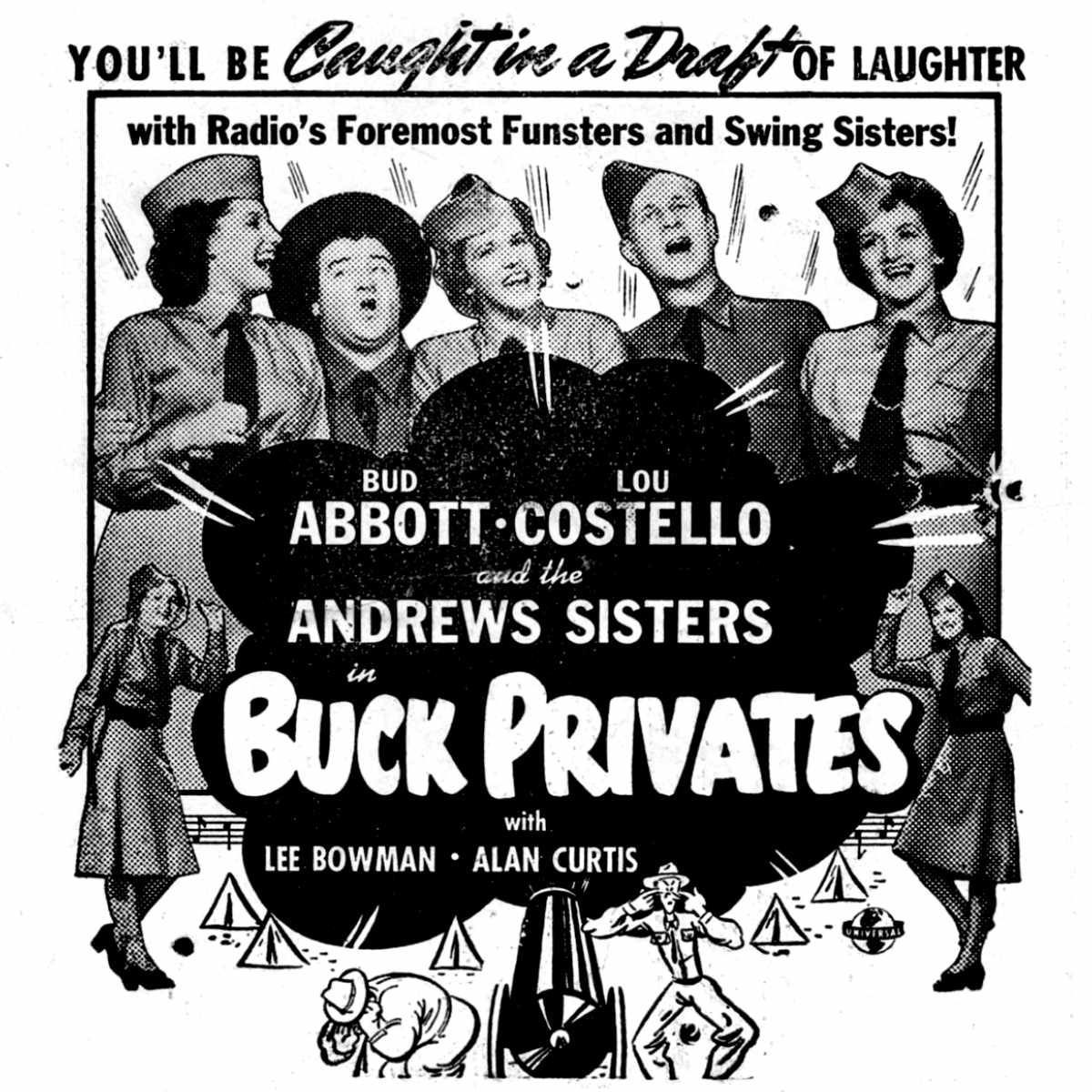 vistahollywood's tweet image. Abbott & Costello in a comedy classic! BUCK PRIVATES (1941) screens in 35mm today & tomorrow, Saturday & Sunday July 19th & 20th, at 10:00am.