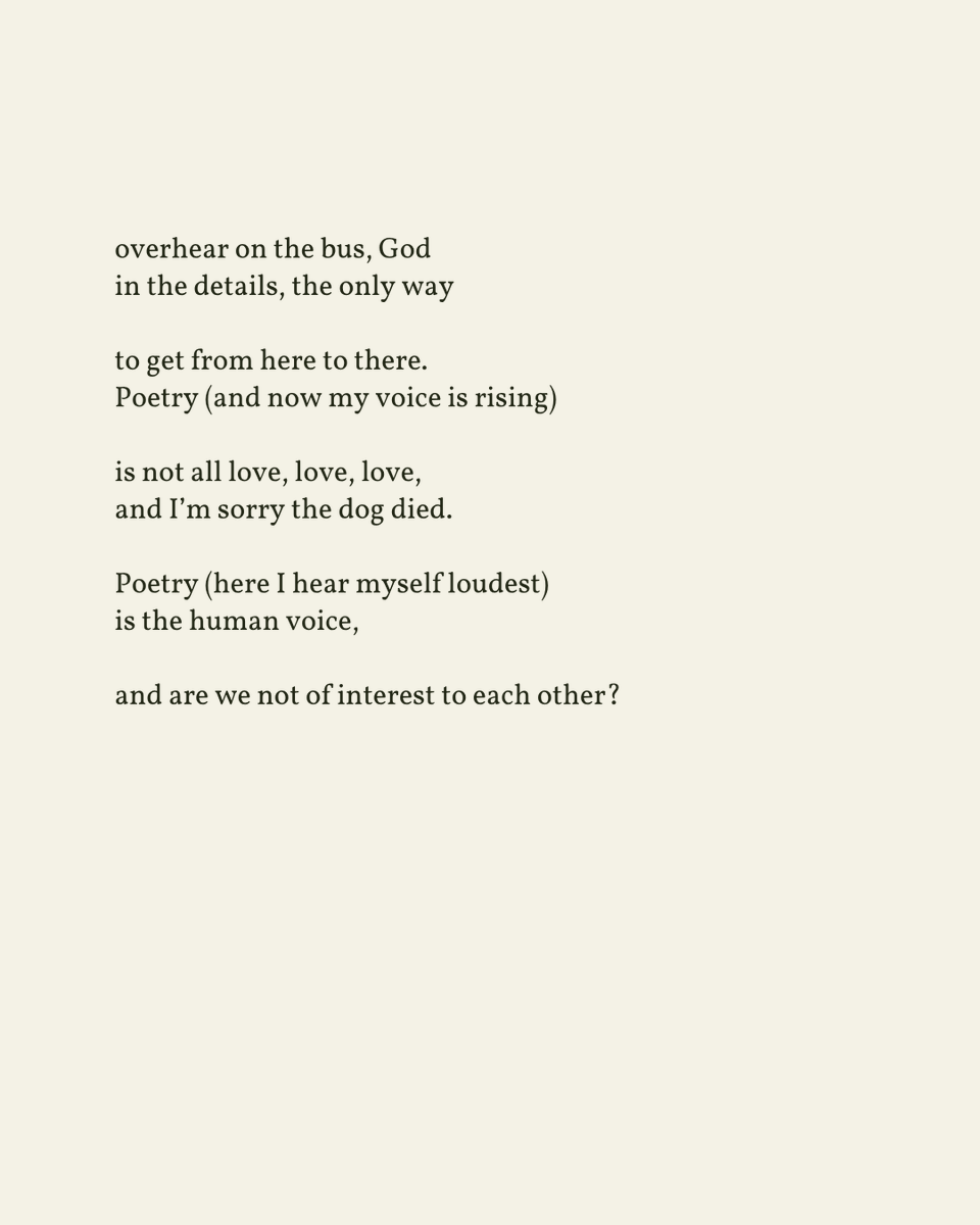 readalittlepoem's tweet image. “Poetry (here I hear myself loudest) / is the human voice, / and are we not of interest to each other?”
— Elizabeth Alexander
.
.
.
This poem appeared in American Sublime by Elizabeth Alexander, published by Graywolf Press, 2005. Shared here with deep gratitude.