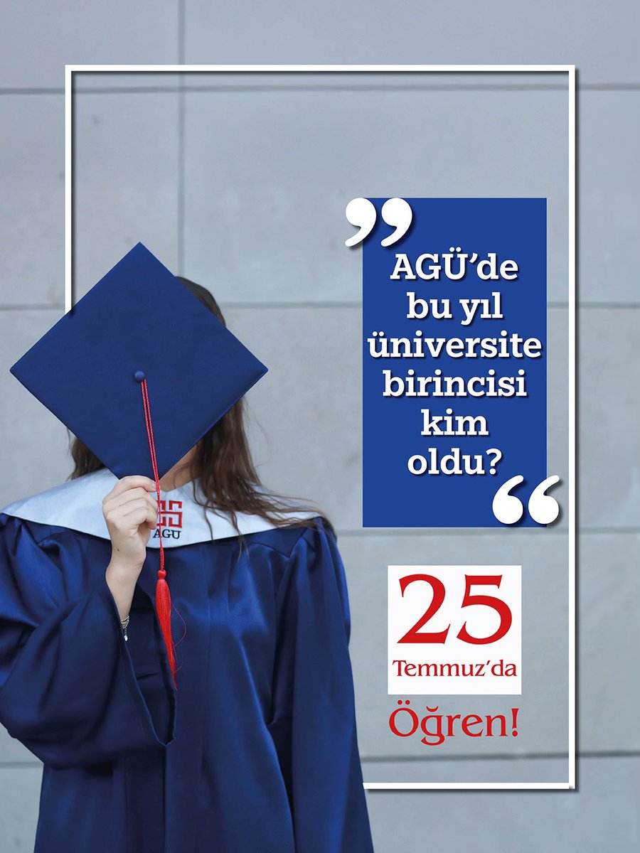 AGÜ'de bu yıl üniversite birincisinin kim olduğunu merak ediyorsan cevabını 25 Temmuz'da öğren. 😉

#agü15yaşında
