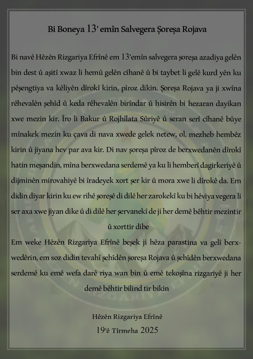 Hêzên Rizgariya Efrînê tweet media